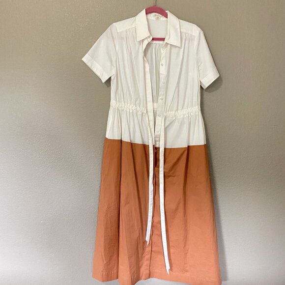 Shoshanna Cotton Amelie Color Block Dress w Pockets - Size 8 - Picture 3 of 4